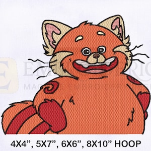 Turning Red Happy Panda Machine Embroidery Design, Turning Happy Panda Embroidery Design, 4 Sizes Embroidery Designs, Red Panda EMB Design