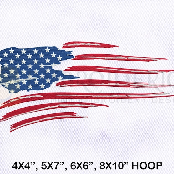 American Flag Distressed Embroidery Design, 4th Of July Embroidery Design, USA Flag Distressed Embroidery Design, 4 Sizes Embroidery Designs