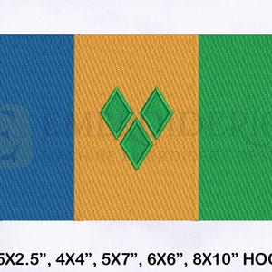 ST Vincent vlag machineborduurontwerp | Borduurontwerp vlag | Vlag van Sint-Vincentius borduurontwerp | Borduurontwerpen in 5 maten