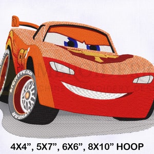 Lightning McQueen Machine Embroidery Design, McQueen Embroidery Designs, McQueen Car Embroidery Designs, 4 Sizes Machine Embroidery Designs