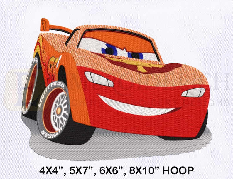 Lightning Mcqueen Machine Embroidery Design Mcqueen Etsy Singapore