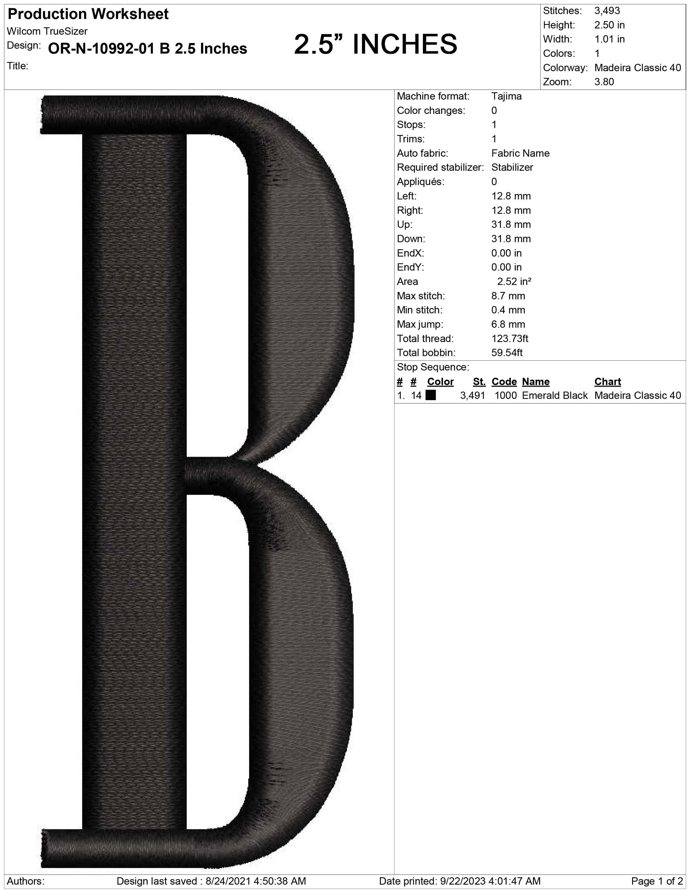Alphabet B Machine Embroidery Design | Alphabet B 2.5 Inches Height ...