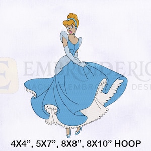 Cinderella Dancing Machine Embroidery Design, Princess Embroidery Design, Cinderella Embroidery Design, 4 Sizes Machine Embroidery Design