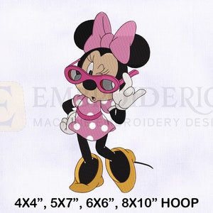 Iron on patches - MINNIE MOUSE GLASSES & HEART Disney - pink - 7,2x6,4cm  - Application Embroided badges