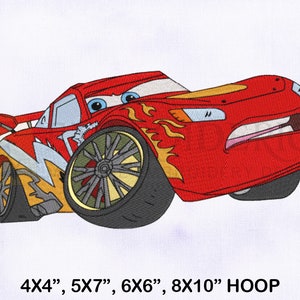 Cars Lightning McQueen Machine Embroidery Design, McQueen Embroidery Designs, Cars Embroidery Designs, 4 Sizes Machine Embroidery Designs
