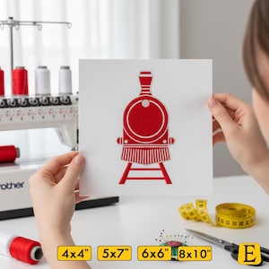 Borduurpatroon met monogram van de Polar Express-trein (digitale download)