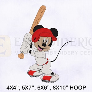 Topolino che gioca a baseball disegno di ricamo, disegno di ricamo di Topolino baseball, disegni di ricamo di Topolino, disegni di ricamo di 4 dimensioni