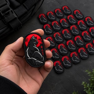 Crimson Shadow Wolf PVC Patch, PVC Patches