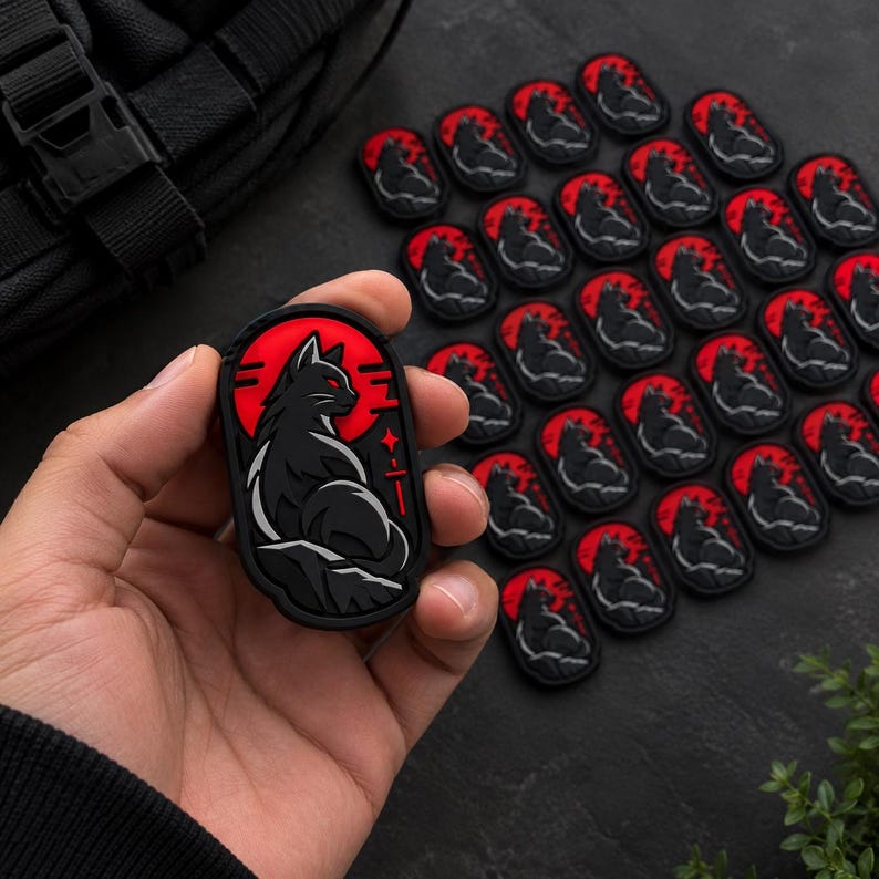Crimson Shadow Wolf PVC Patch, PVC Patches
