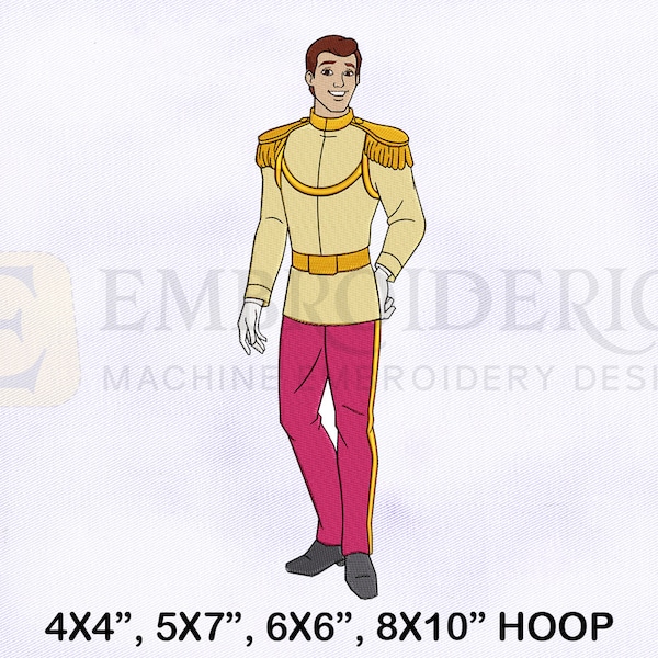 Prince Charming Machine Embroidery Design, Prince Embroidery Designs, Charming Embroidery Designs, 4 Sizes Machine Embroidery Designs