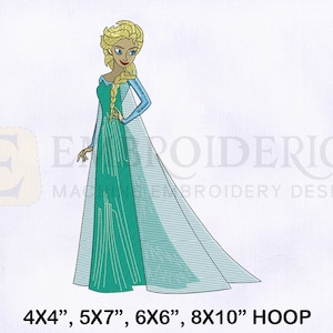 Frozen Princess Elsa Machine Embroidery Design, Elsa Embroidery Designs, Frozen Machine Embroidery Design, 4 Sizes Machine Embroidery Design