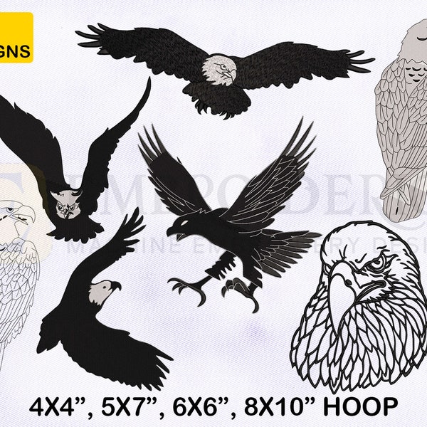 Eagles Machine Embroidery Designs Bundle, 4 Sizes (Instant Download)