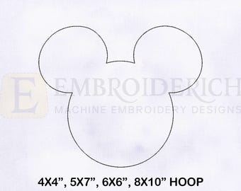 Mickey Face Outline Machine Embroidery Design | Mickey Outline Embroidery Design | Mickey Embroidery Designs | 4 Sizes Embroidery Designs