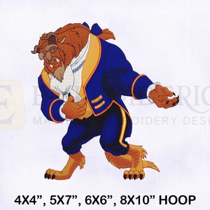 The Beast Beauty And Beast Machine Embroidery Design, The Beast Embroidery Designs, Beast Embroidery Design, 4 Sizes Embroidery Designs