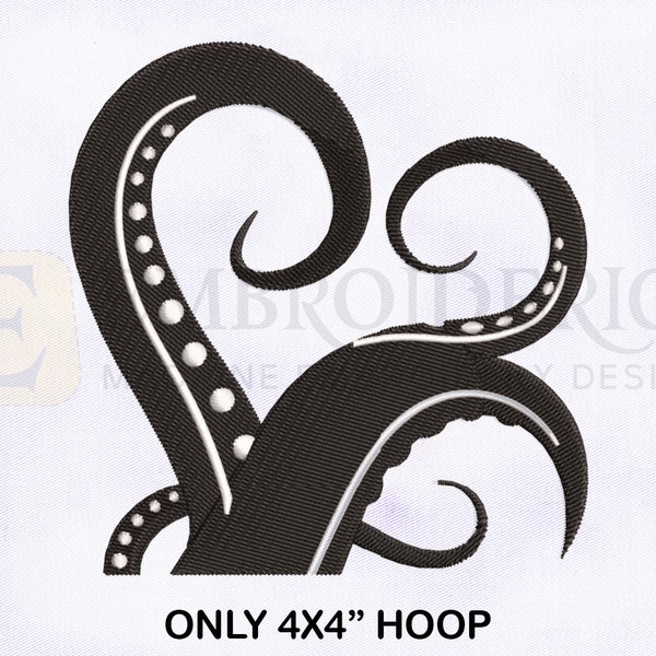 Octopus Tentacles Machine Embroidery Design, Octopus Embroidery Designs, Octopus Machine Embroidery Designs, 4x4 Hoop Embroidery Designs