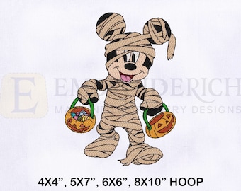 Mickey Mummy Halloween Embroidery Design | 4 Sizes (Digital Download)