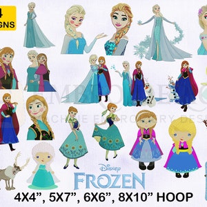 Frozen Machine Embroidery Designs Bundle, 4 Sizes EMB Designs, Embroidery Designs Bundle, Frozen Princess Machine Embroidery Designs