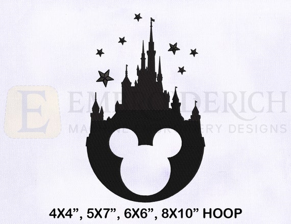 Silhouette Mickey Mouse Castle Embroidery Design Mickey - Etsy