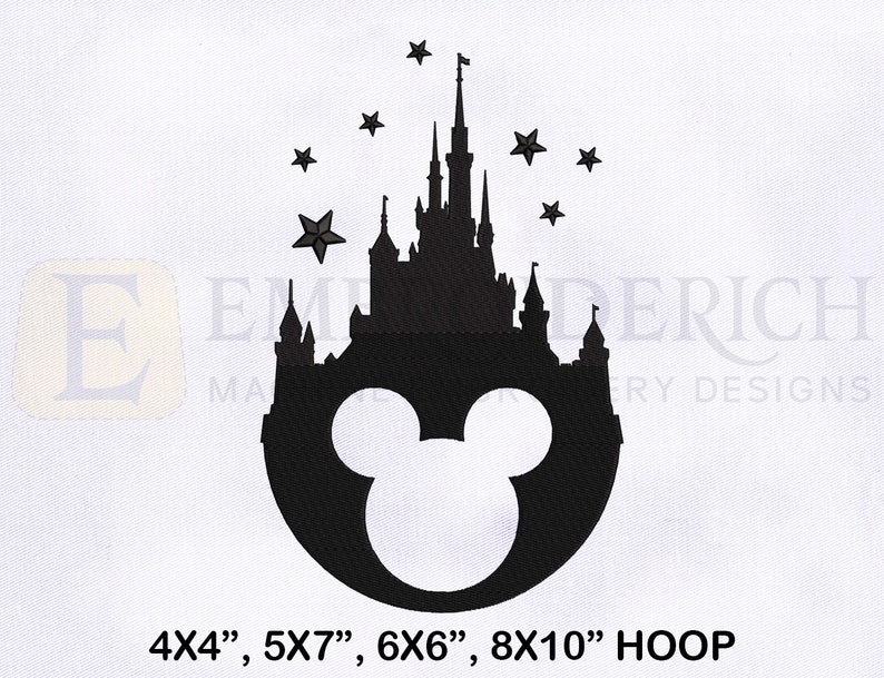 Silhouette Mickey Mouse Castle Embroidery Design Mickey - Etsy