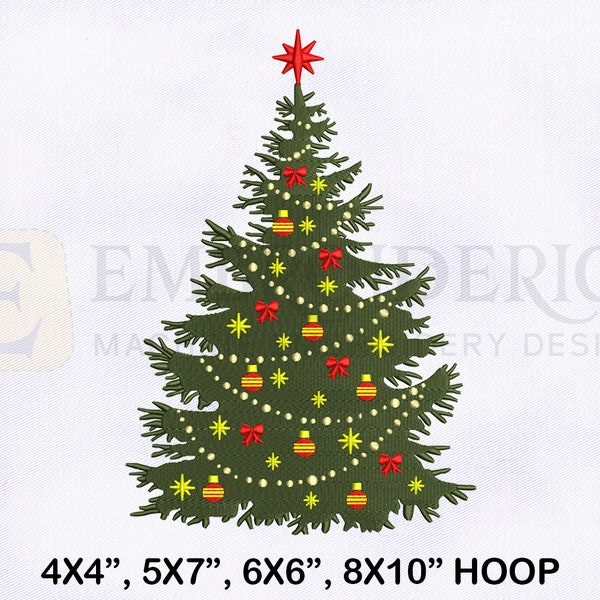 Beautiful Decorative Christmas Tree Embroidery Design, Christmas Embroidery Designs, 4 Sizes Machine Embroidery Designs, Tree EMB Designs