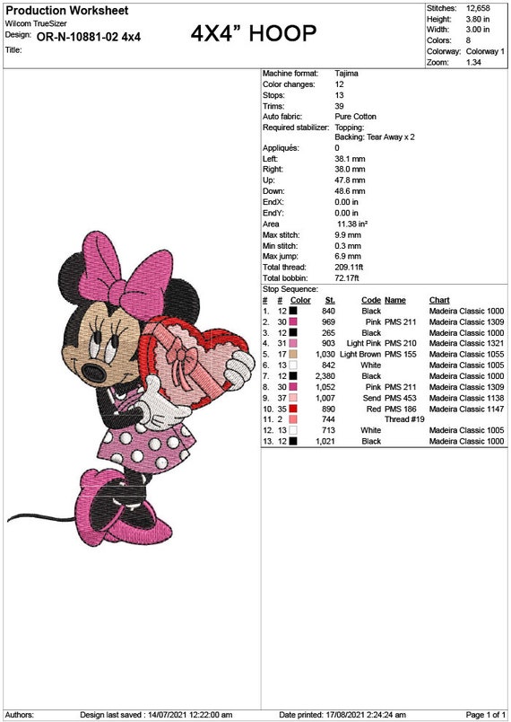 Minnie Mouse Holding Heart Box Embroidery Design (4 Sizes) - Etsy