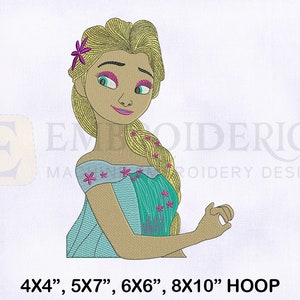Frozen Fever Elsa Machine Embroidery Design, Frozen Embroidery Designs, Princess Elsa Embroidery Design, 4 Sizes Machine Embroidery Designs