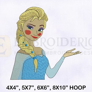 Beauteous Princess Elsa Embroidery Design, Frozen Embroidery Design, Princess Elsa Machine Embroidery Design, 4 Sizes Cute Embroidery Design
