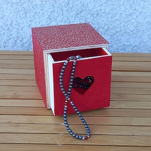 Wooden drawer box, wooden box with heart, organizer