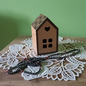 Wooden drawer box, drawer box as a house, wooden box in the shape of a house, organizer