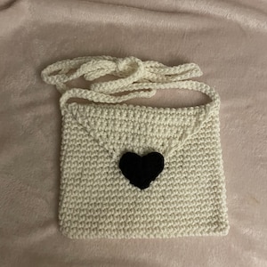 Crochet Pattern Love Letter Bag Intermediate Alt Cottagecore No Sew (except the heart) Worked in the Round Purse