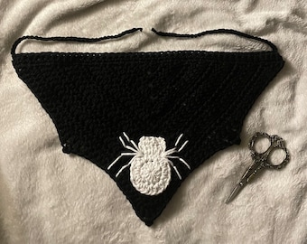 Custom Spider Crochet Bandana Hair Scarf Spooky Halloween Fairy Grunge Gothic Goth Crochet Holiday Gift