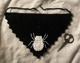 Custom Spider Crochet Bandana Hair Scarf Spooky Halloween Fairy Grunge Gothic Goth Crochet Holiday Gift