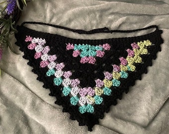 Crochet Pattern Basic Bandana Two Styles Beginner Cottagecore Grunge Hair Scarf Accessory Bridesmaids Gift Holiday Vacation Vegan Yarn