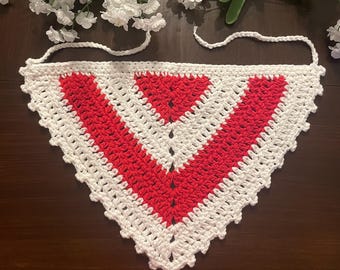 Custom White and Red crochet bandana hair scarf Halloween spooky grunge alternative hair accessory