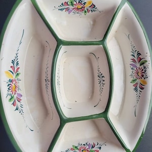 EUC Hors&#39;devours Tray Flowers on a White Background. Hand Painted in Portugal.