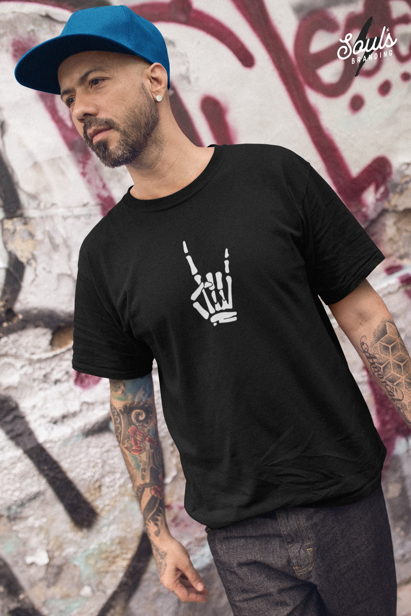 Devil Horns Unisex T-shirt Skeleton Hand Shirt Rock Fist - Etsy