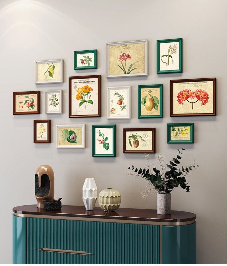 15 Pieces Solid Wood Wall Mount Photo Frame Set Home Décor Etsy