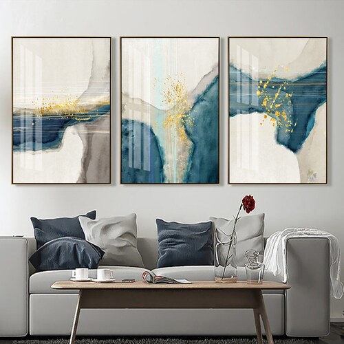 Set of 3 Abstract Watercolor Luxury Print on Canvas Framed - Etsy