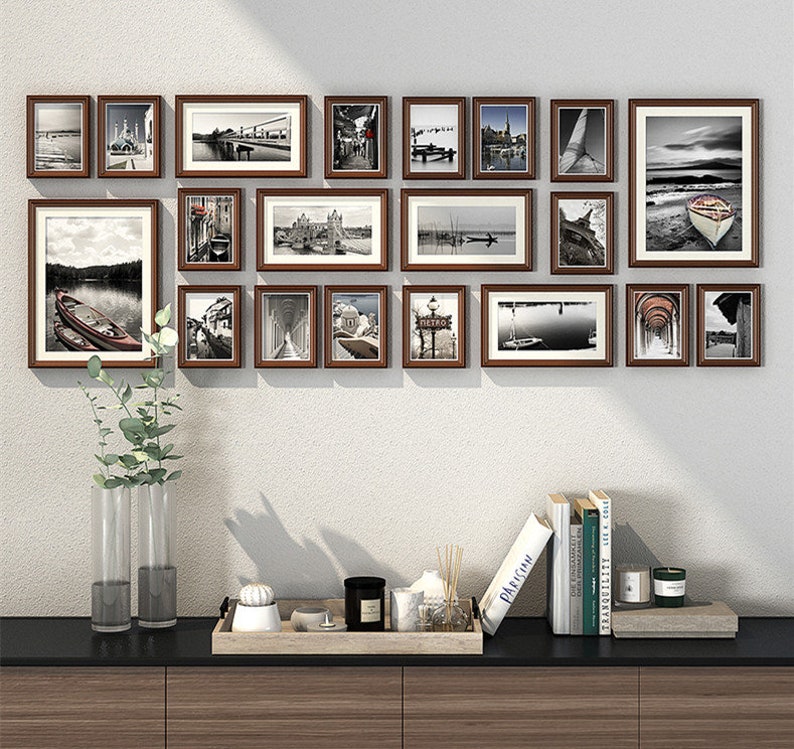 20 Pieces Solid Wood Wall Mount Photo Frame Set Picture Frame Etsy