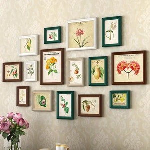 15 Pieces Solid Wood Wall Mount Photo Frame Set Home Décor - Etsy