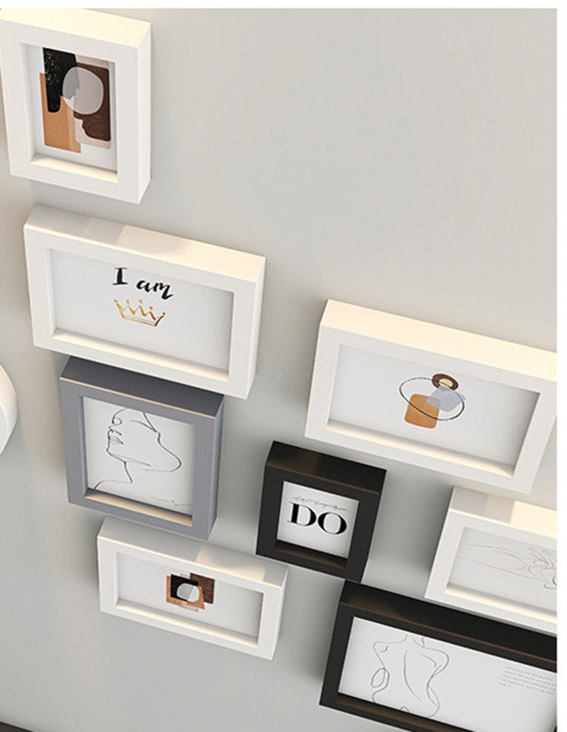 18 Pieces Solid Wood Wall Mount Photo Frame Set Staircase Etsy