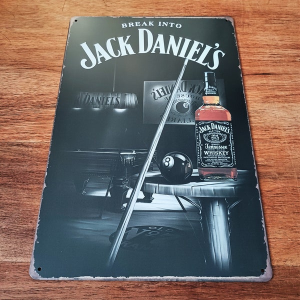 Jack Daniels Pool Table (20x30 cm) Retro metal plaque tin sign for garage shed bar pub man cave