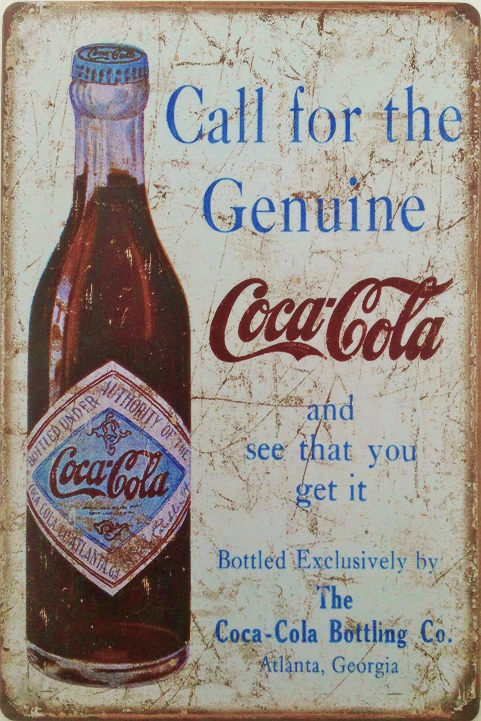 Llama a la Coca-Cola genuina placa de metal 20x30 cm | Etsy