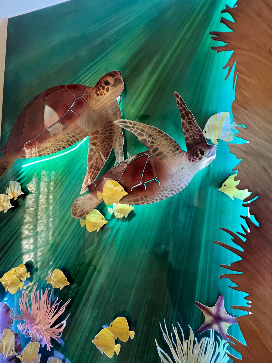 Lighted Rope Turtle Tortuga Reef Tank Wall Art – Lighted Sea Turtle & Octopus Ocean Decor ...