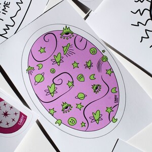 Cute universe vinyl sticker - smiley face moon stars planets eyes