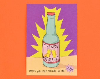 Punk beer poster - beer bottle fun illustration