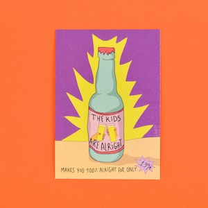 Punk beer poster - beer bottle fun illustration