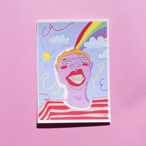 Colorful boy illustration - bye, sun and rainbows fun print
