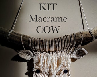 DIY Makramee Kuh Kit: Bauernhaus Boho Dekor (PDF-Muster)