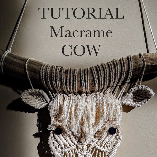 Macrame Cow Tutorial Pattern Macrame Highland Farmhouse Etsy Canada